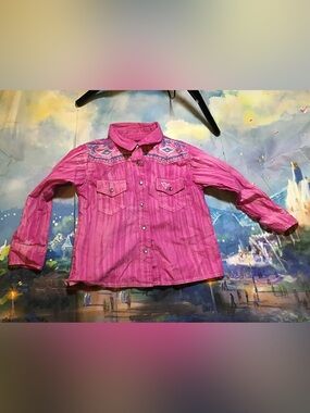Cowgirl hardware toddler girl “horse Aztec” long sleeve western shirt size 2t